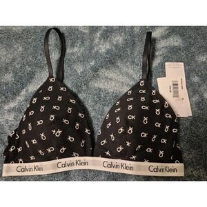 Calvin Klein Black And White Patterned Wireless T Shirt Bra Size Medium